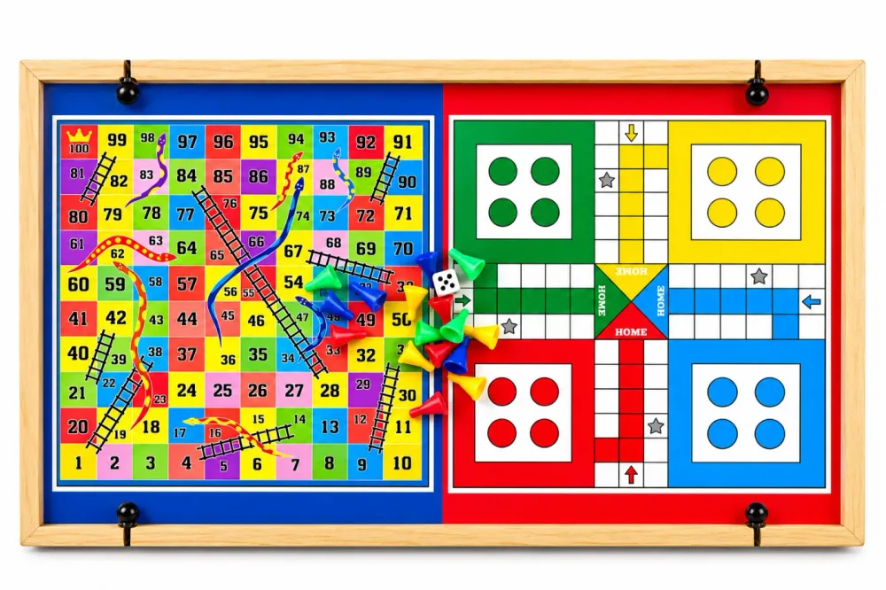 2-in-1 Wooden Soccer & Ludo Game for Kids | Tabletop Finger Football Board Game alternate view
