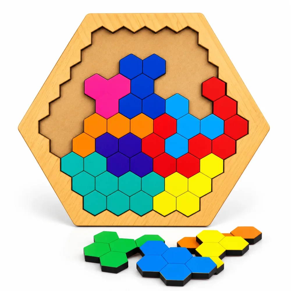 Wooden Hexagon Color Matching Puzzle for Kids alternate view