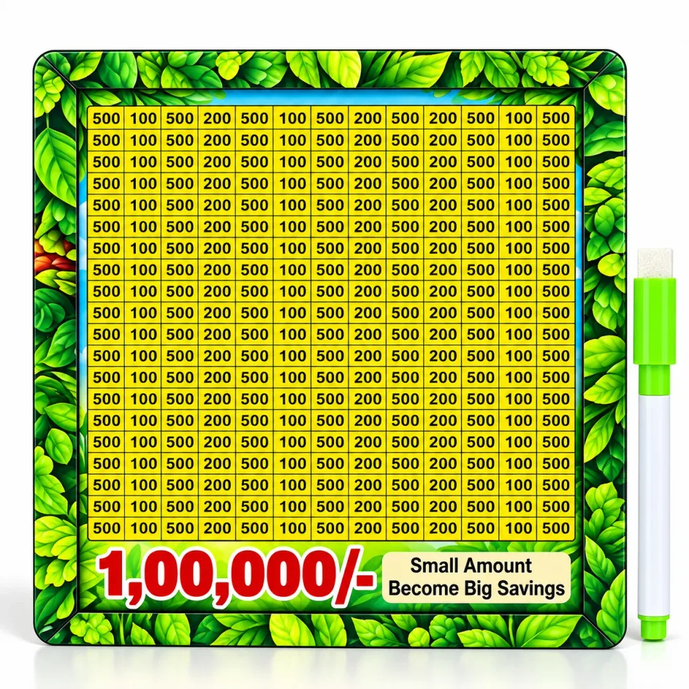 Wooden Money Bank Savings Board for Kids with Marker | Educational Piggy Bank alternate view