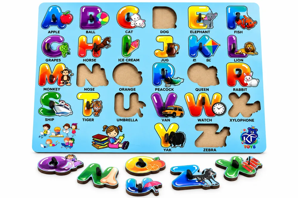 Wooden Alphabet Learning Board – A to Z Letter Puzzle for Kids alternate view