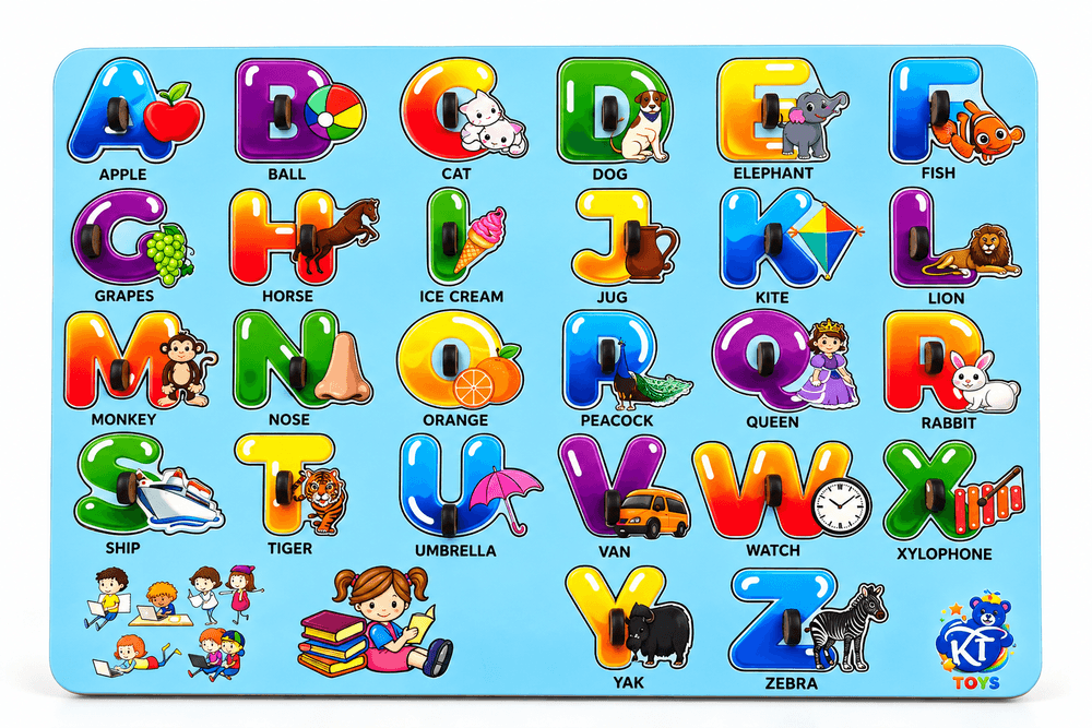 Wooden Alphabet Learning Board – A to Z Letter Puzzle for Kids